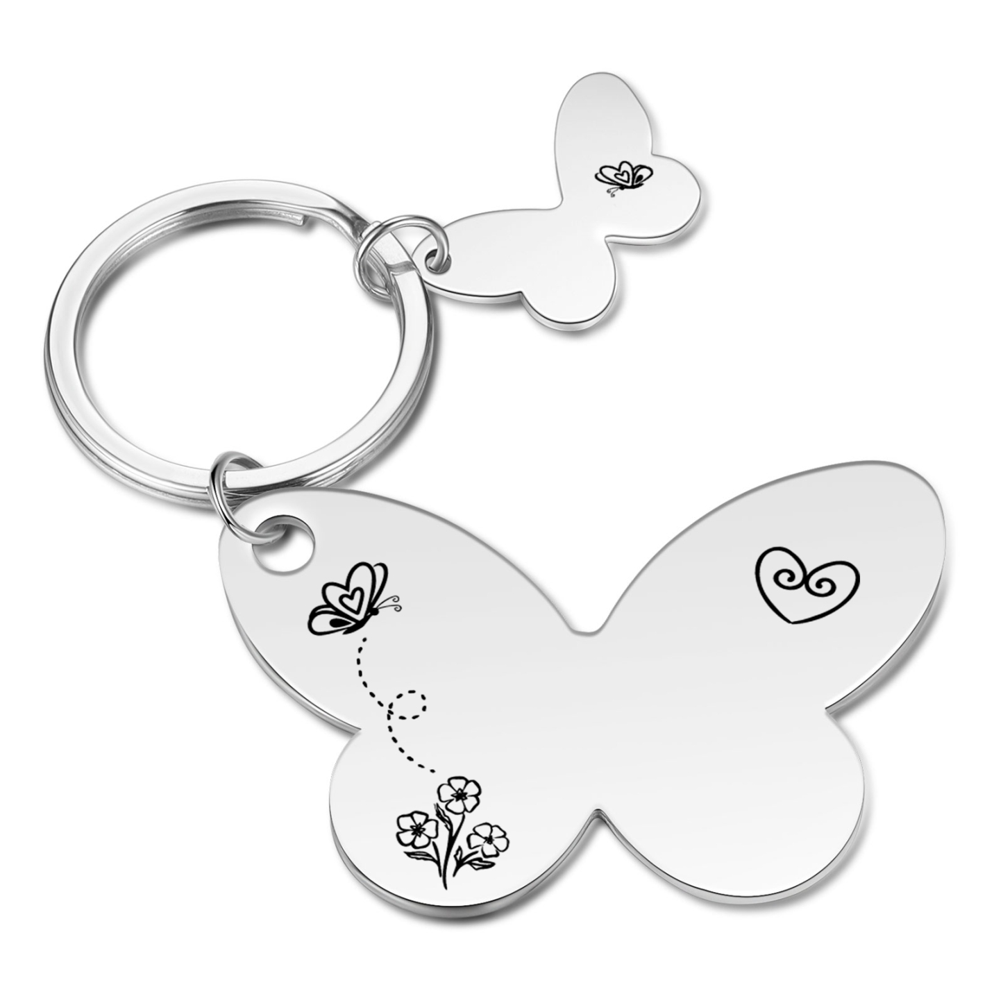 À Maman/Mamie - Porte-Clés Papillon 1 Prénom Personnalisé avec Texte