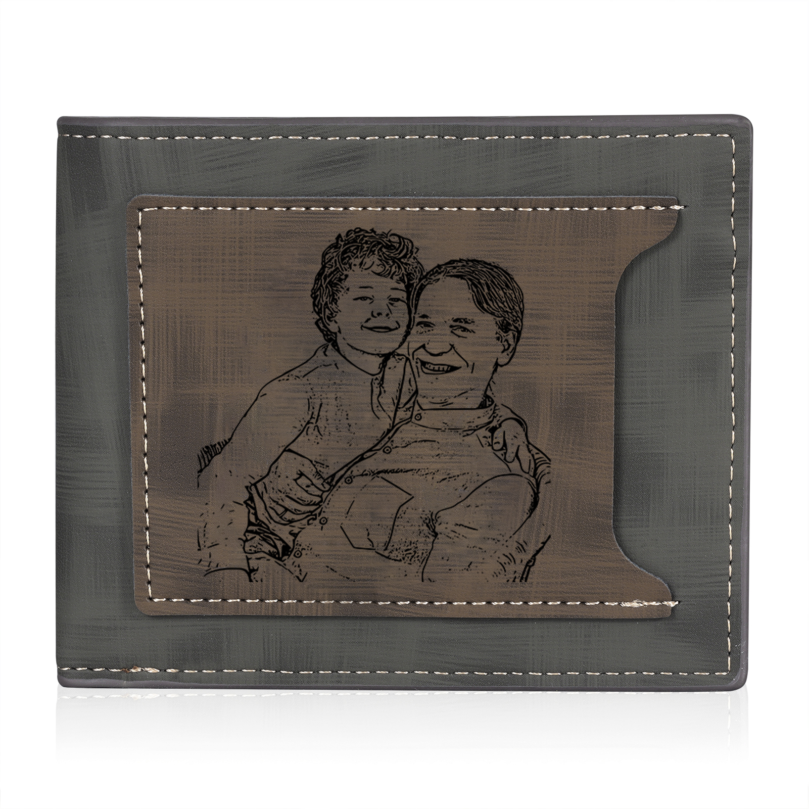 À mon Papa - Portefeuille Poings 2 Prénoms Personnalisés avec Photo Classique Homme Porte-Monnaie Carte