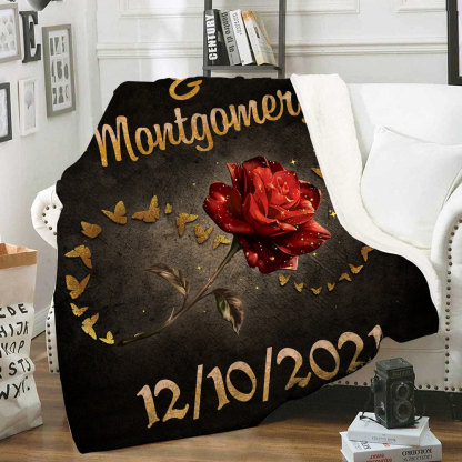 Couverture Plaids Polaire 2 Prénoms Personnalisés avec Date pour Couple | Jessemade