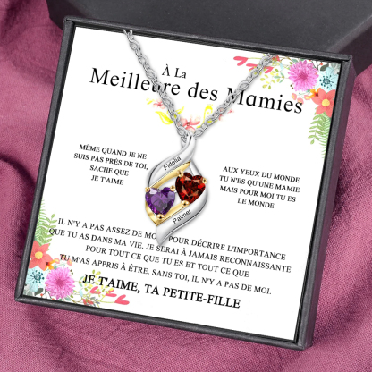 À Ma Mamie-Collier Personnalisé 2 pierres naissance ARGENT 925