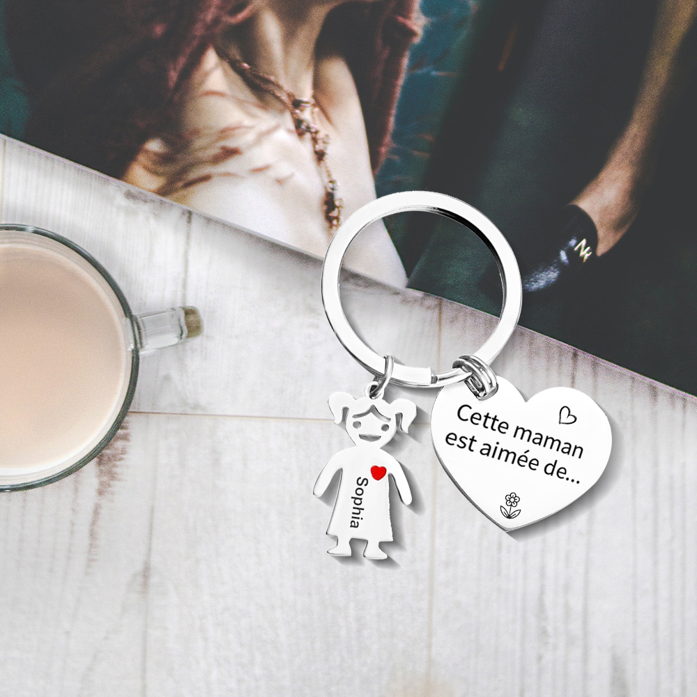 À Ma Maman - Porte-Clés 1 Prénom Personnalisé Avec Breloques Enfants