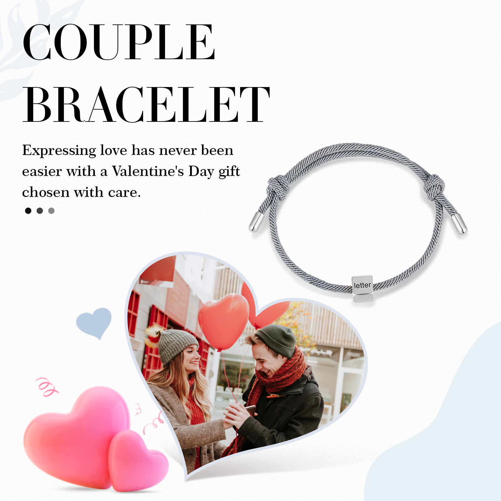 Bracelet Initiale 1 Lettre Personnaliséepour Couple｜Jessemade