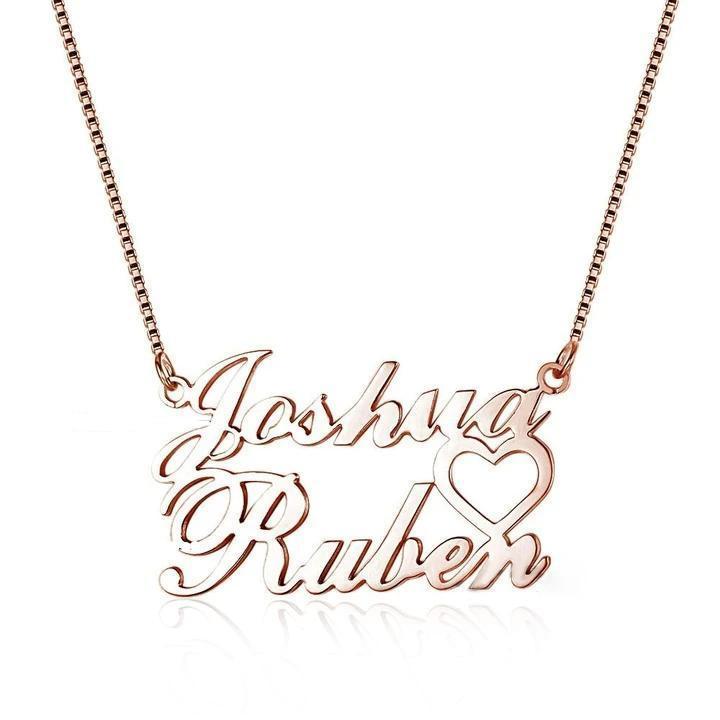 Collier Prénom Personnalisé Collier 2 Prénom Cuivre Cadeaux Saint Valentin