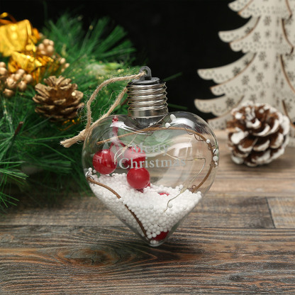Ornements de Boule transparente Cœur de Noël avec lumières LED texte Personnalisé boule de noël | Jessemade