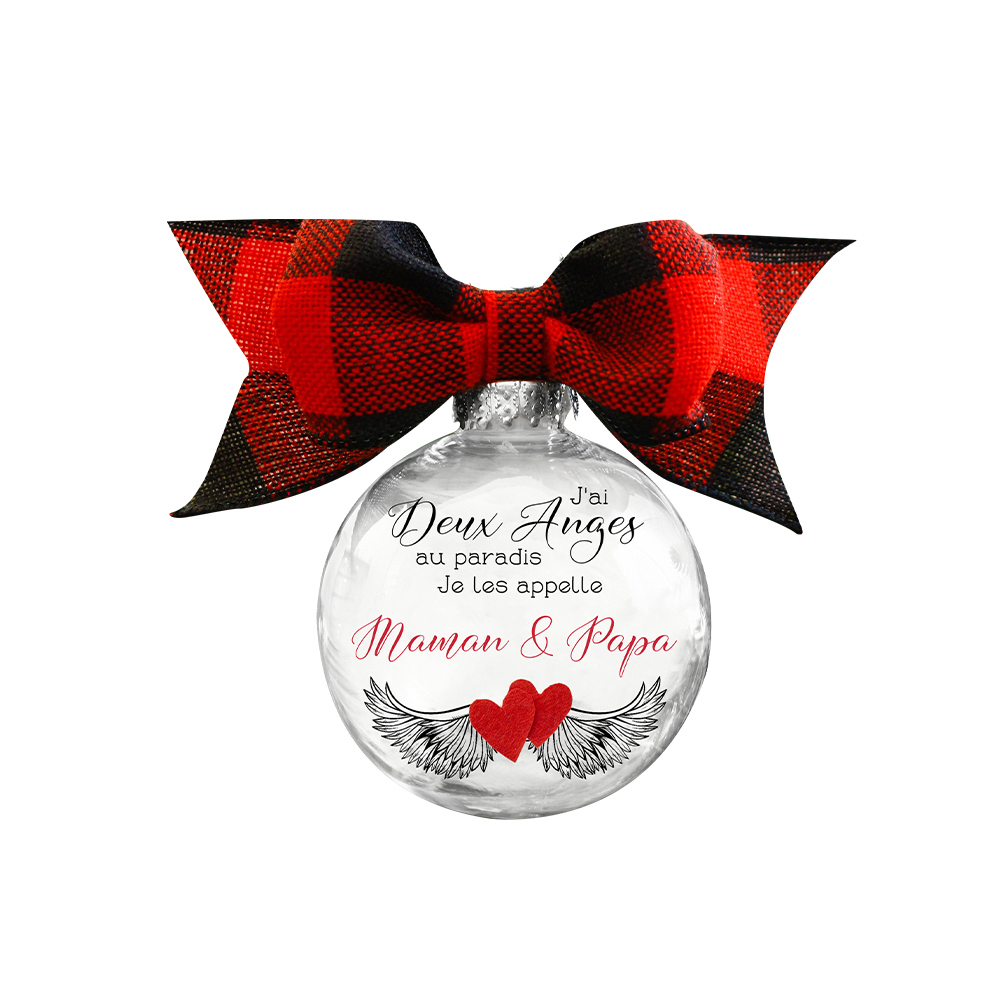 Boule transparente de plumes aile Ornements 2 Prénom Personnalisé boule de noël | Jessemade