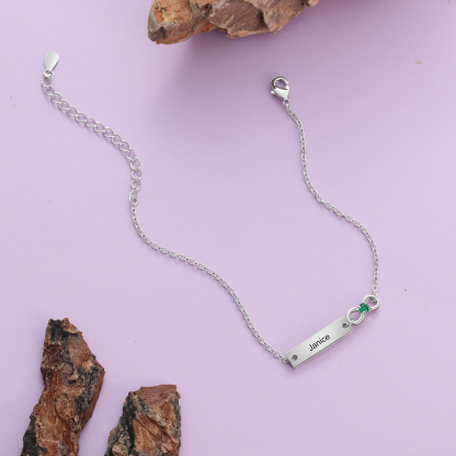 Bracelet infini 1 Prénom Personnalisé avec 1 Pierre de Naissance
