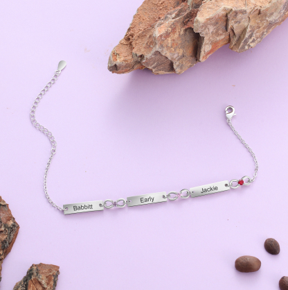 Bracelet infini Bracelet Pierre De Naissance avec 3 Prénoms Personnalisé pour Femme｜Jessemade