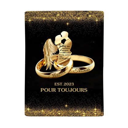 Couverture Plaids Polaire 2 Prénoms Personnalisés avec Année et Texte | Jessemade