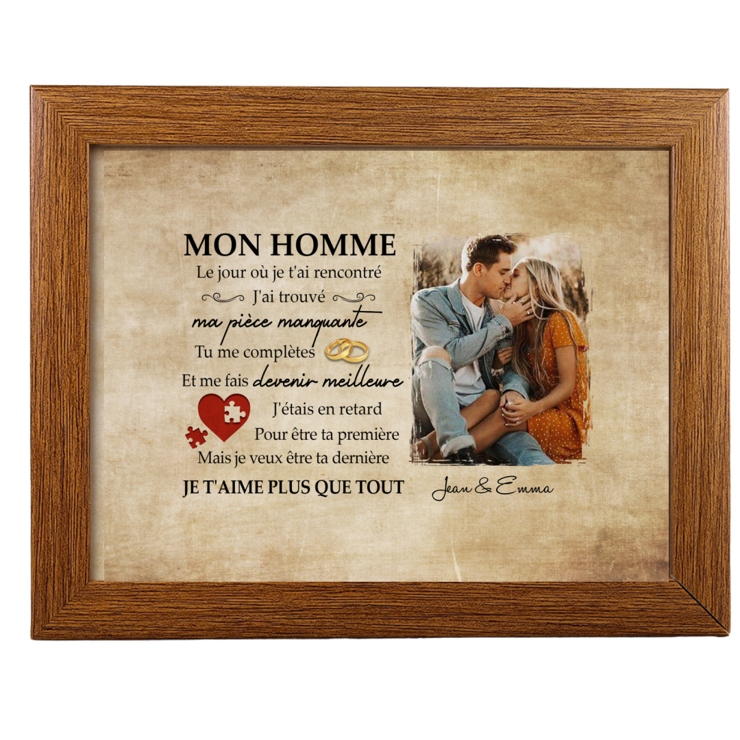 Cadre en bois de Saint-Valentin 2 Prénoms personnalisé avec photo | Jessemade