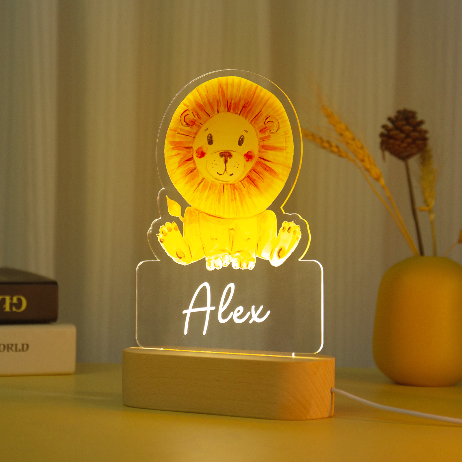 Lampe de chevet Petit lion LED Lumières monochrome personnalisée