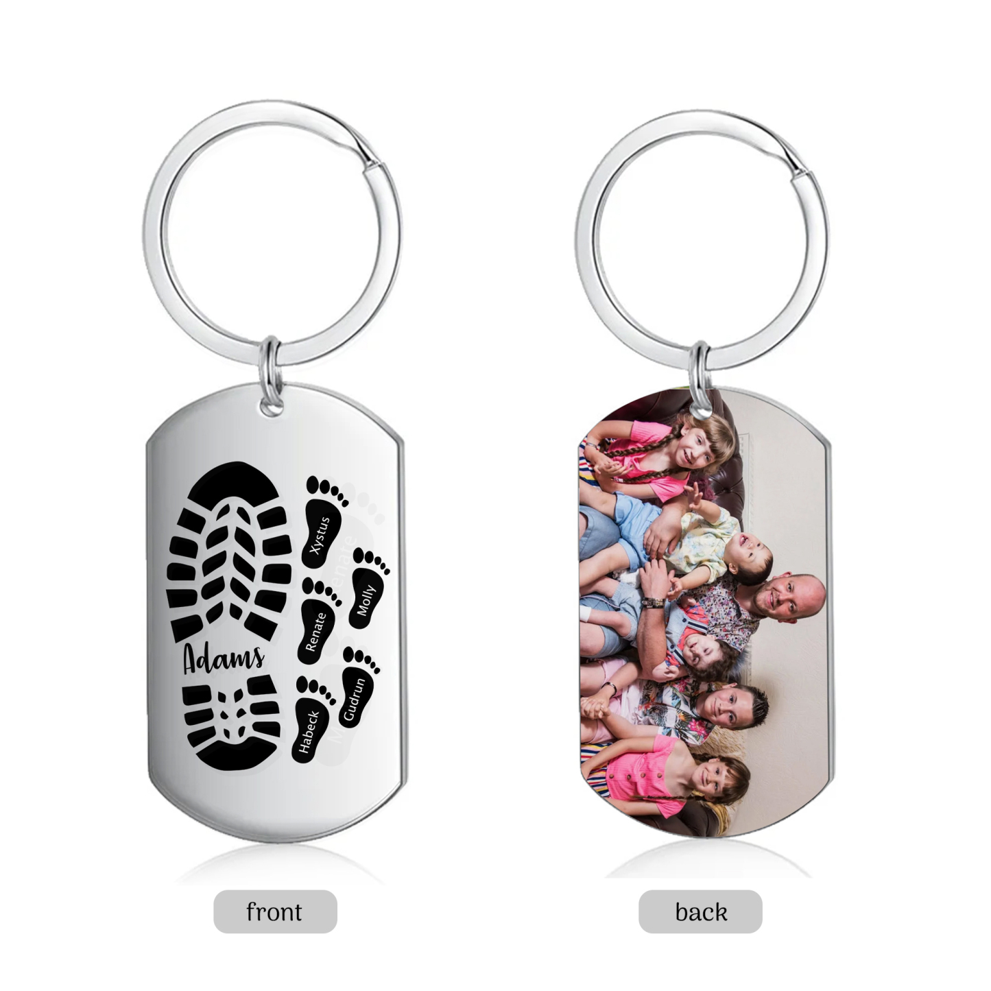 À Papa/Papi - Porte-Clés Pieds Bébé 6 Prénoms Personnalisés avec Photo pour Famille
