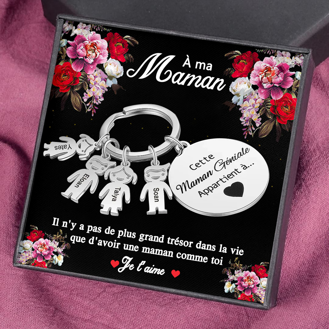 À ma Maman - 1-5 Noms Porte-Clés Personnalisés avec Texte Porte-Clés Breloques Enfants