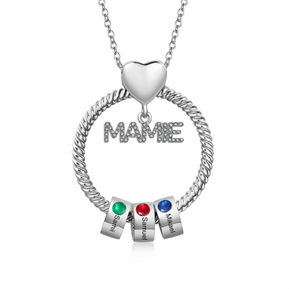 À ma Mamie - Collier Personnalisé avec 1-5 Prénoms et Pierre de naissance Collier Pendentif Or/Argent｜Jessemade