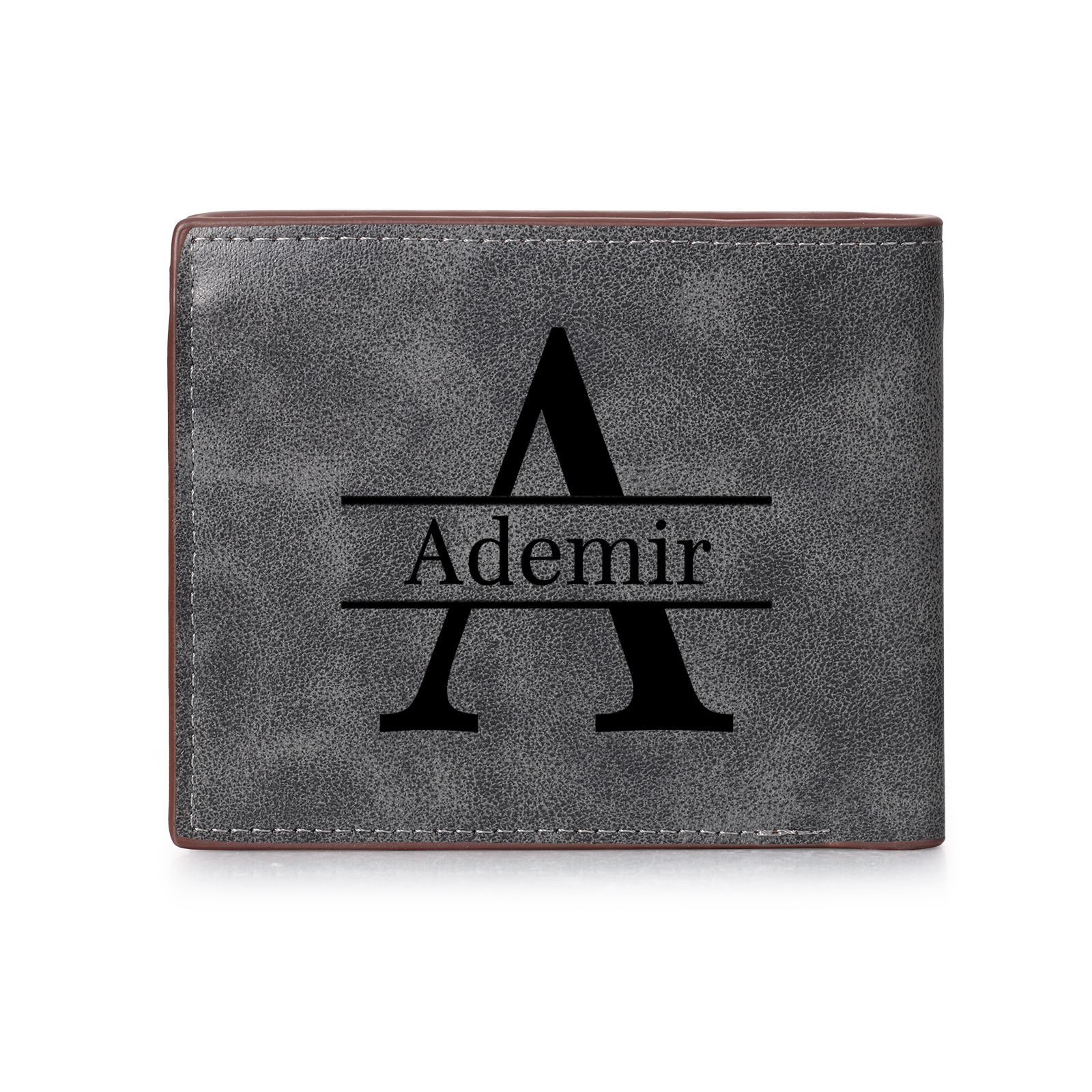 Portefeuille Homme Personnalisé en cuir, modèle bifold, avec photo, lettres et nom gravés