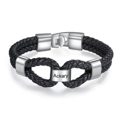 À mon Papa - 1-7 Noms Bracelet Cuir tressé Personnalisés Homme