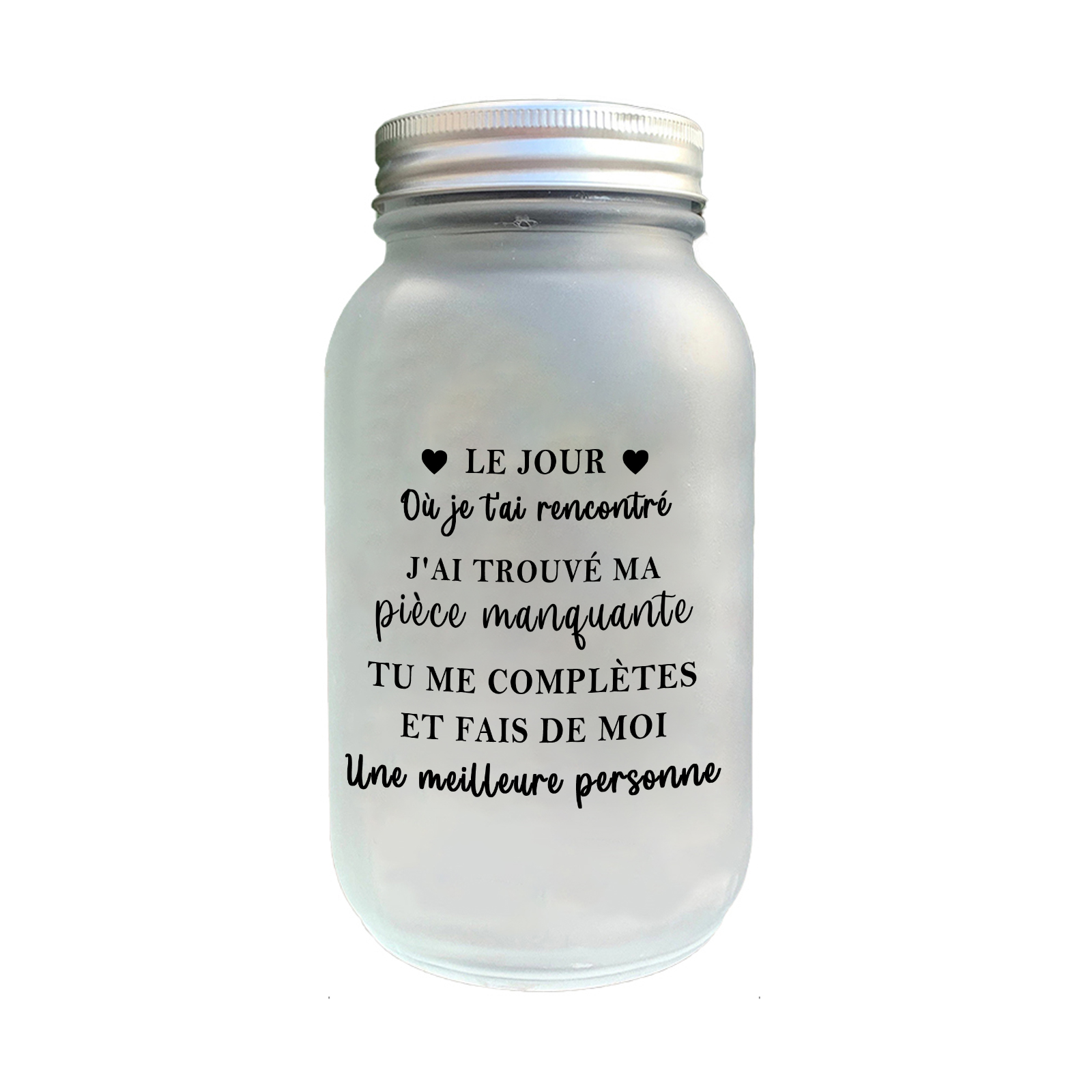 Bocal lumineux Solaire Personnalisé, Bouteille Lumineuse - Le jour où je t'ai rencontré