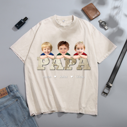 À mon Papi/Papa - T-Shirt Hommes Lion 1-8 Prénoms Personnalisés avec Texte