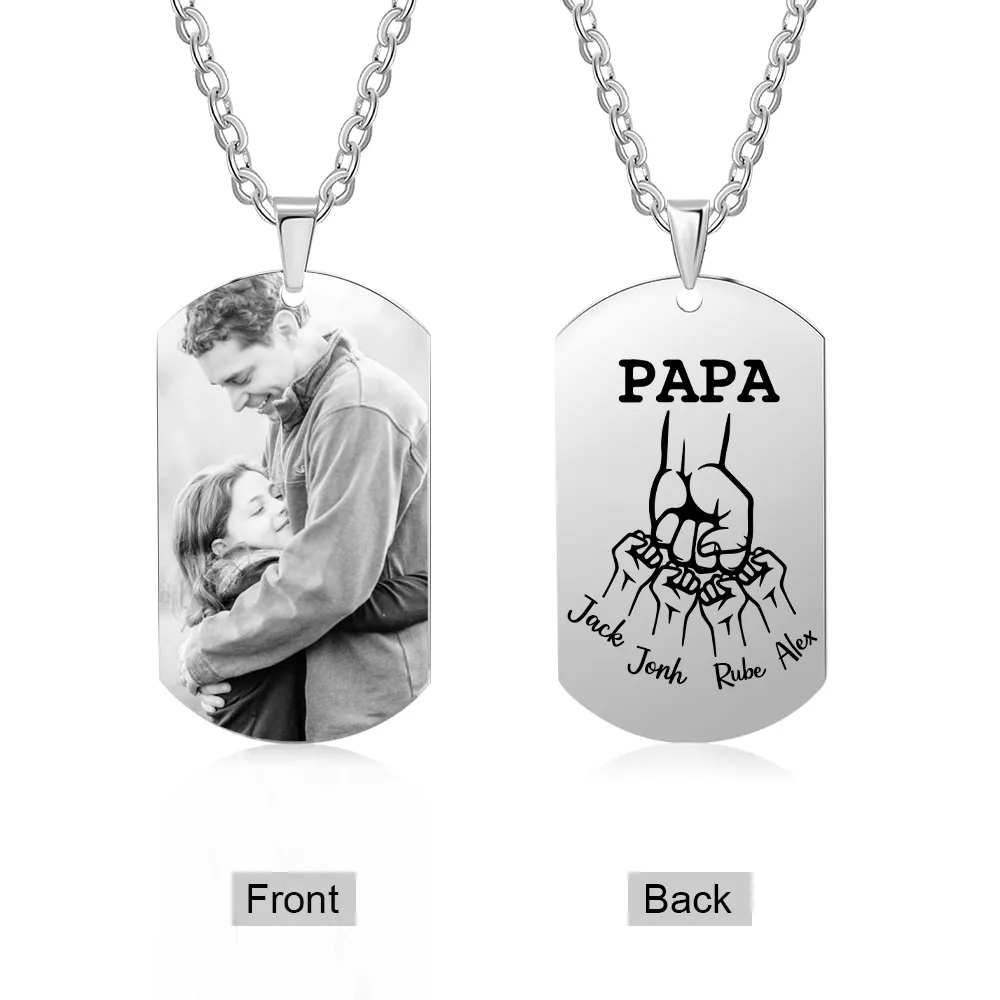 À mon Papa - Collier Personnalisé avec 1-5 Prénoms et 1 Photo｜Jessemade