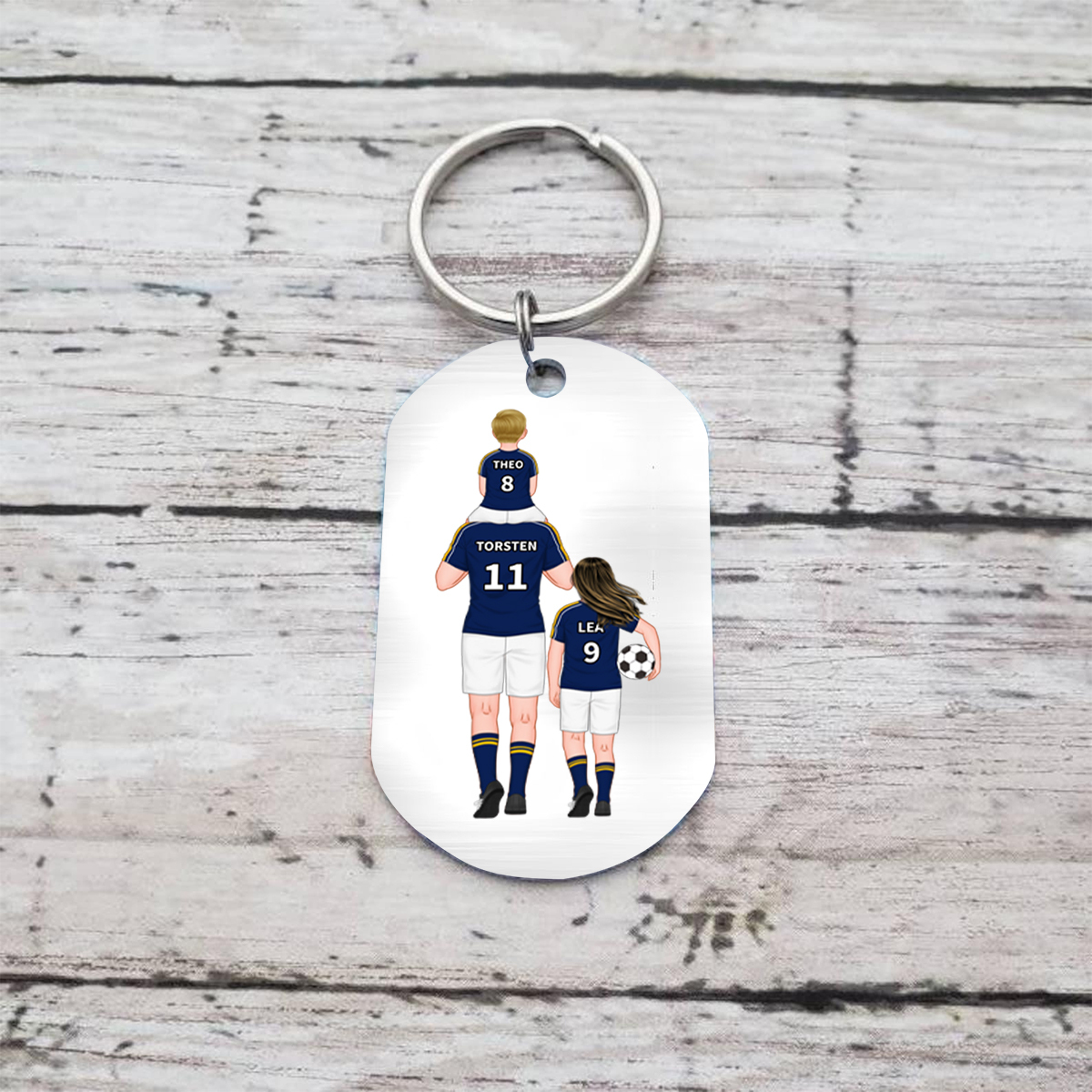 À mon Papa - Porte-Clés Famille du Football 2-4 Prénoms Personnalisés pour Famille | Jessemade