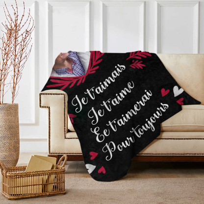 À mon Amour - Plaid Personnalisé avec 1 Photo Couverture Coeur en Flanelle Cadeau Saint Valentin pour Couple | Jessemade