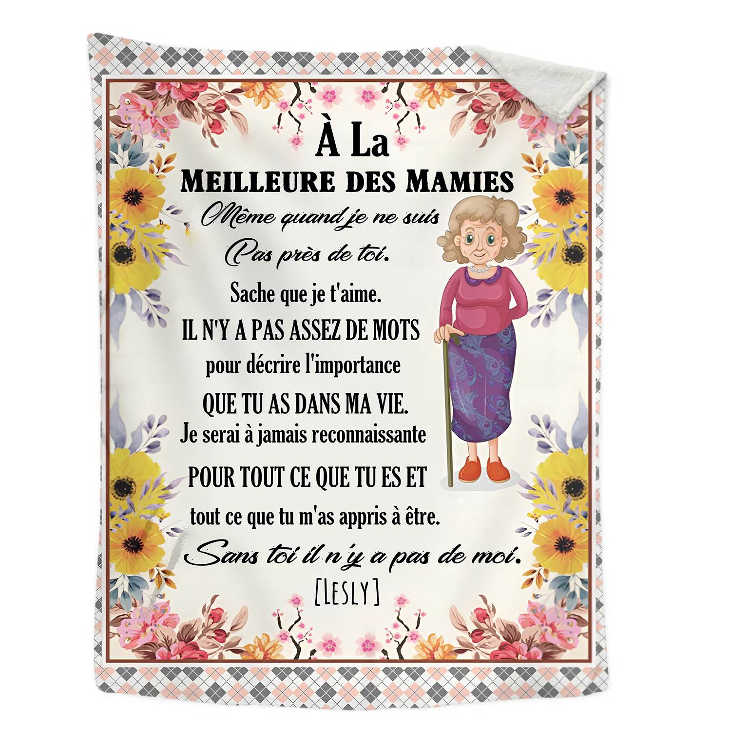 À ma Mamie - Couverture Plaids Polaire 1 Prénom Personnalisé