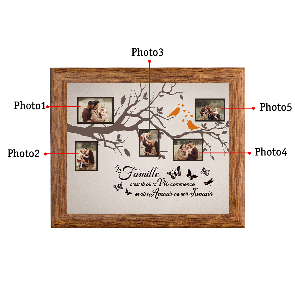 La famille - Cadre en bois personnalisé 5 photo Arbre de vie Arbre 