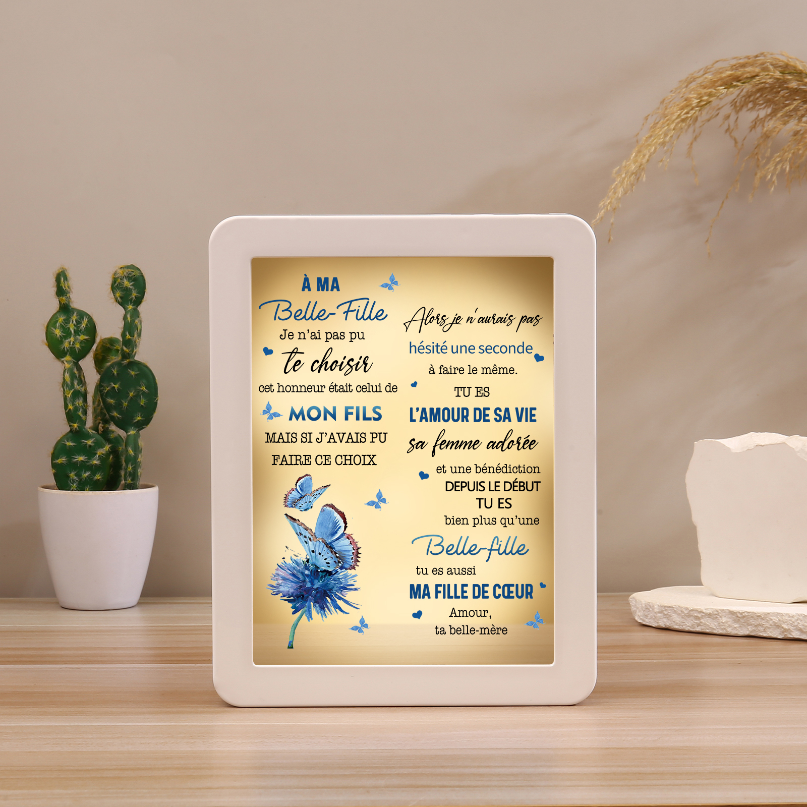 À ma Belle-Fille - Cadre Photo/Miroir LED multifonctionnel