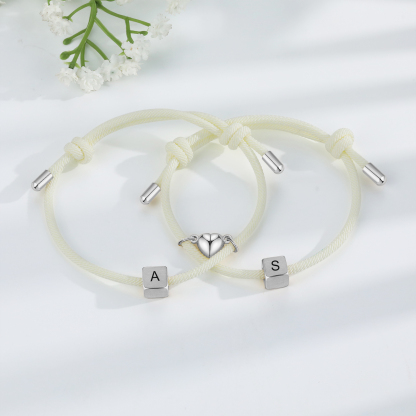 Bracelet Initiale Magnétique 2 Lettres Personnalisées pour Couple｜Jessemade