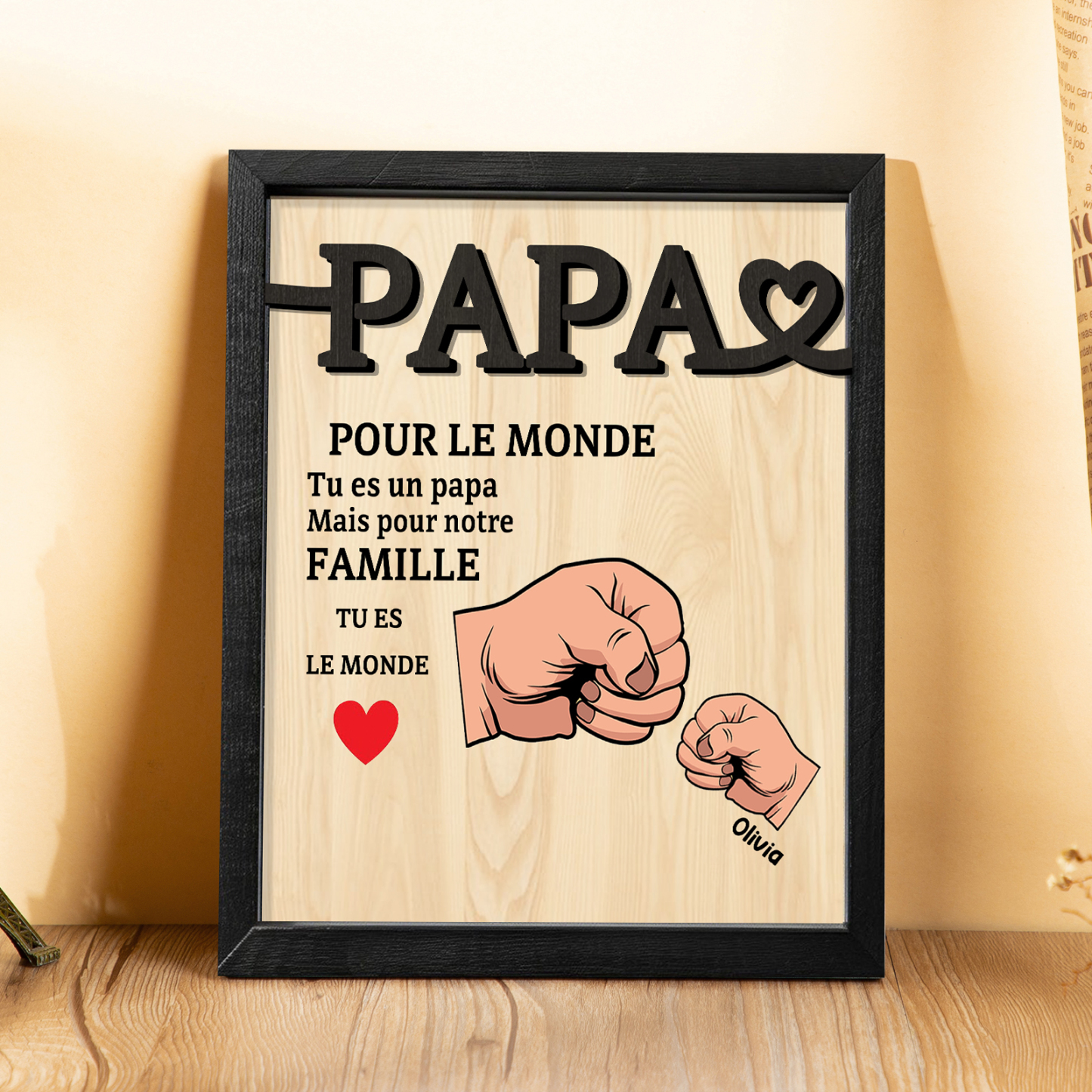 À Mon Papa-Cadre en Bois Poings 1 Prénom Personnalisé