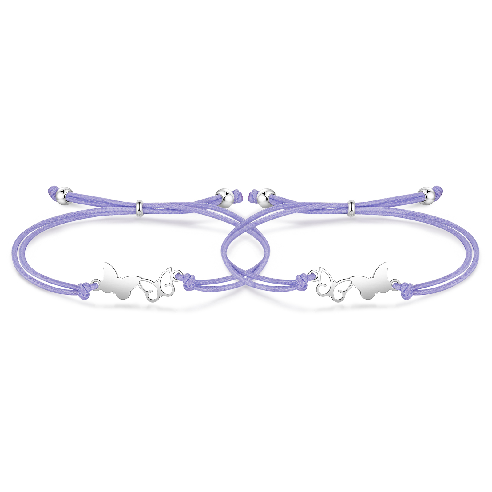 2PCS Bracelet Initiale Papillons 2 Lettres Personnalisées Corde élastiques Cadeau Rentrée Scolaire Premier jour d’école｜Jessemade