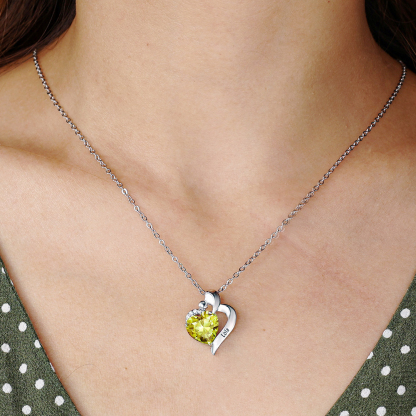 Collier 1 Prénom Personnalisé Cœur avec 1 Pierre de Naissance