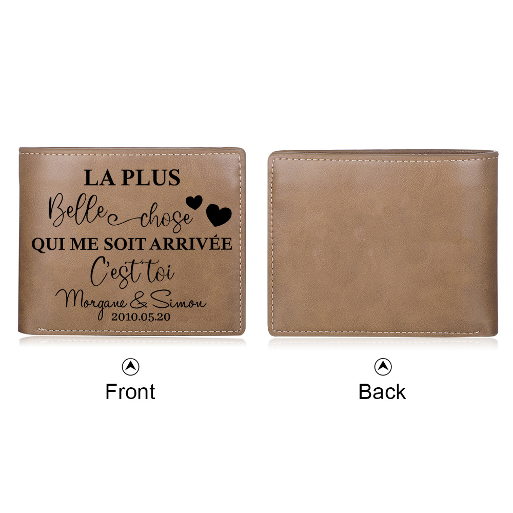 Portefeuille Classique 2 Prénoms Personnalisés avec Date pour Couple Porte-Monnaie Carte