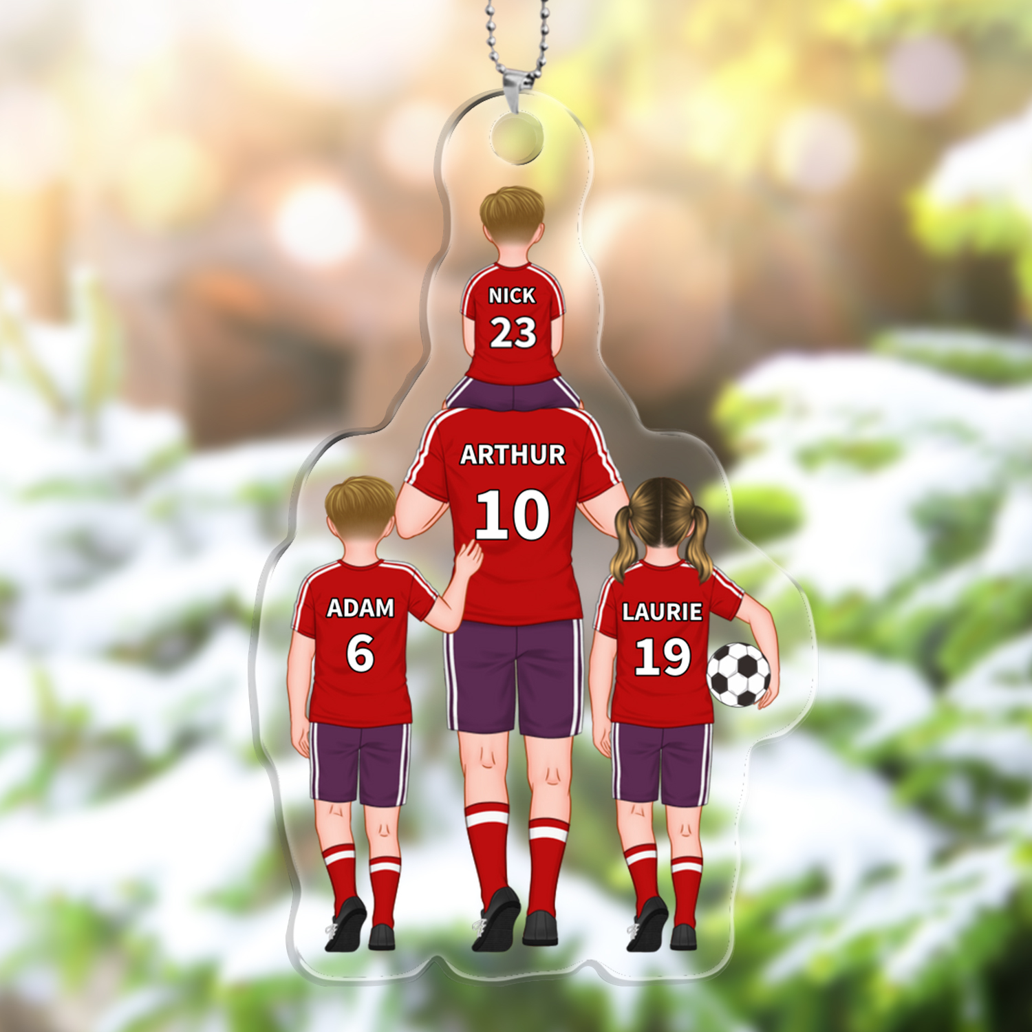 Porte-Clés de Football avec 2-4 Prénoms Personnalisés en Acrylique