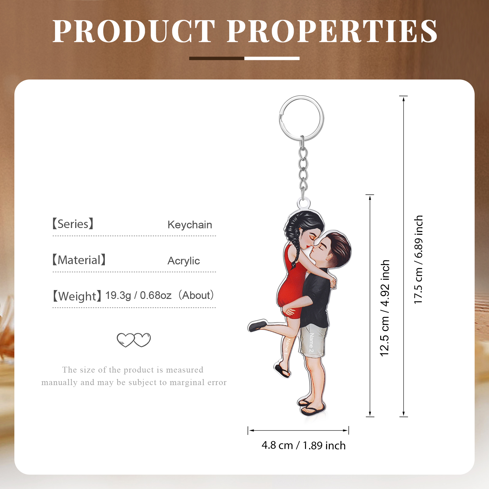 Porte-Clés 2 Prénoms Personnalisés Pour Couple | Jessemade