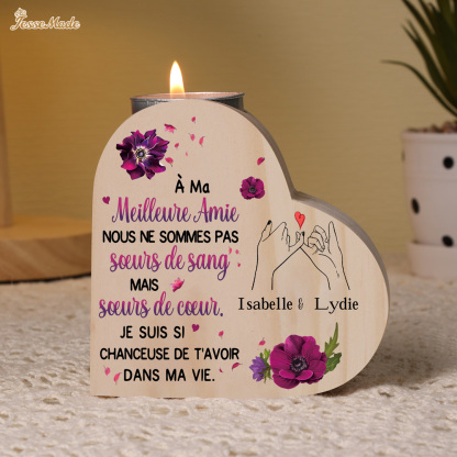 À Ma Meilleure Amie - Bougeoir en Bois sans bougie 2 Prénoms Personnalisés