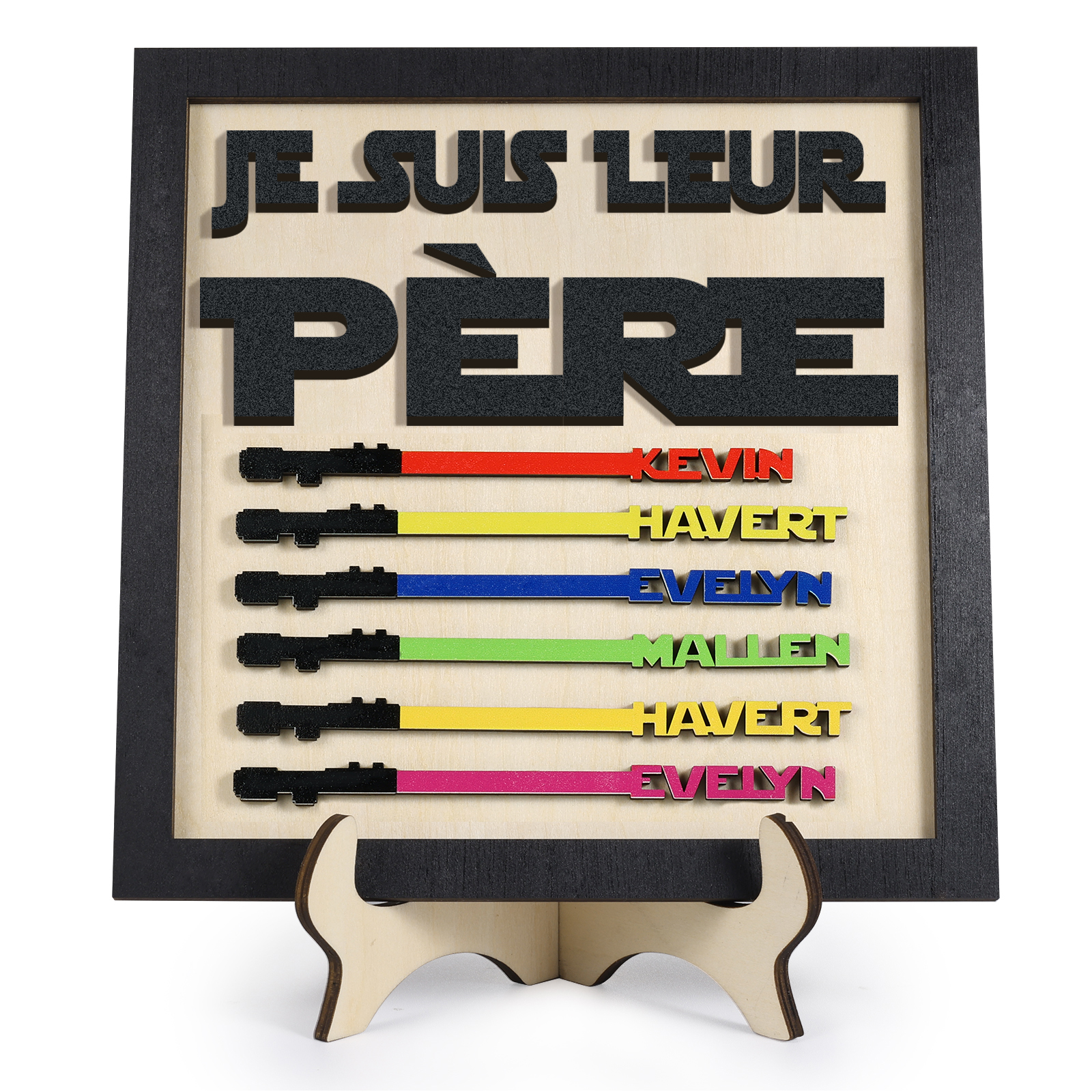 À mon Papa - Décoration en bois 6 Prénoms Personnalisés Ornement pour Père