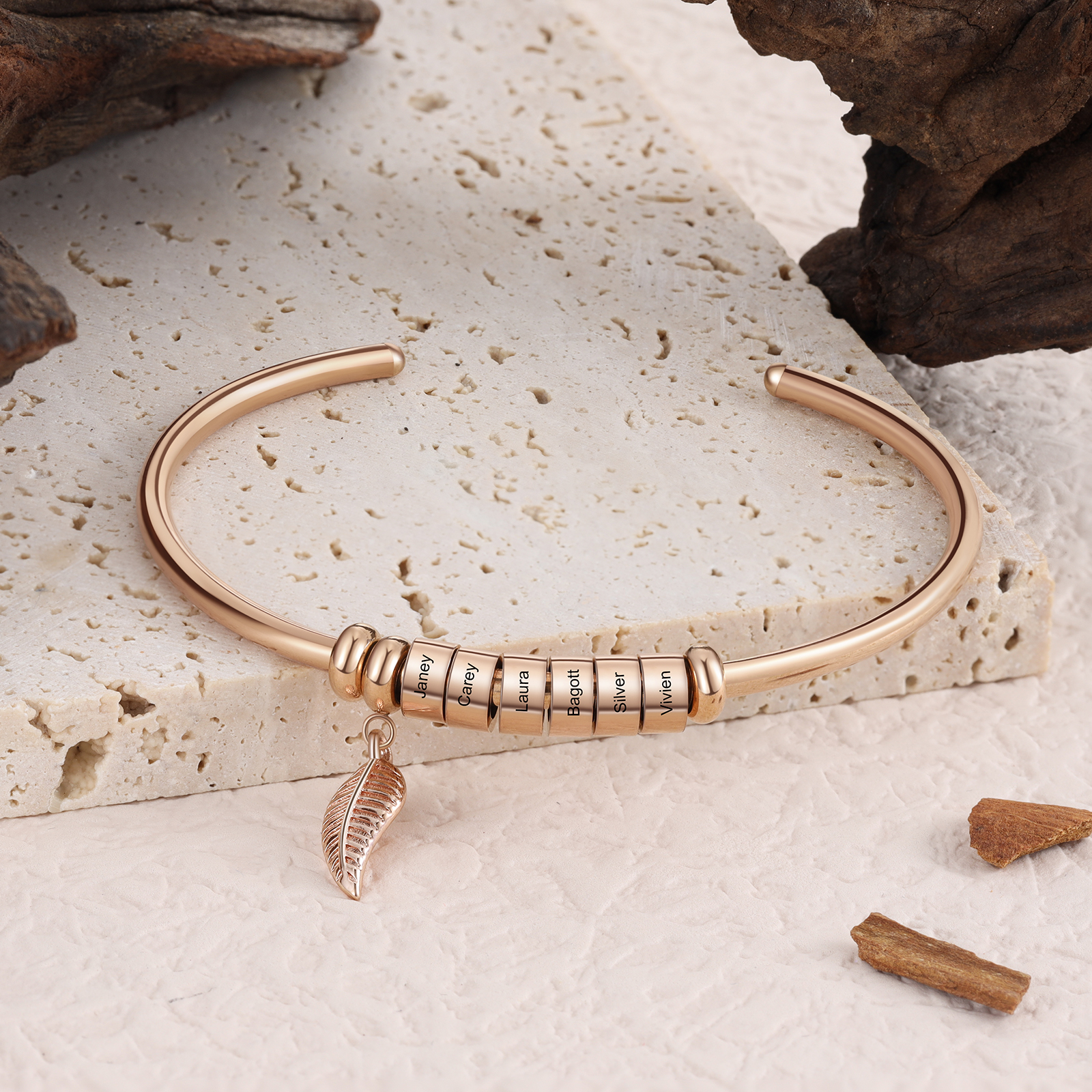 PEPWE Bracelet Jonc Réglable Avec Fleur à Cinq Feuilles Qui