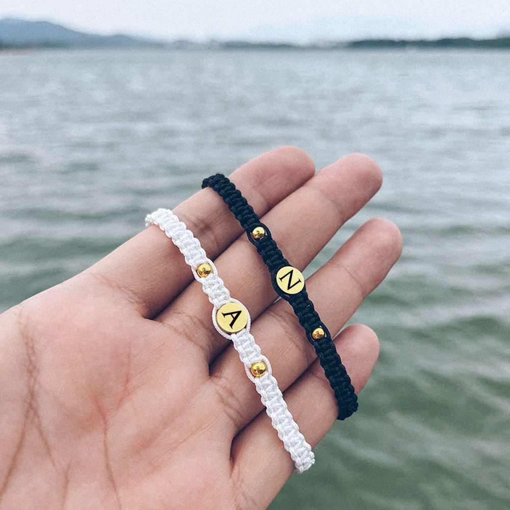 2PCS Bracelet Initiale avec 2 Lettres Personnalisées pour Couple｜Jessemade