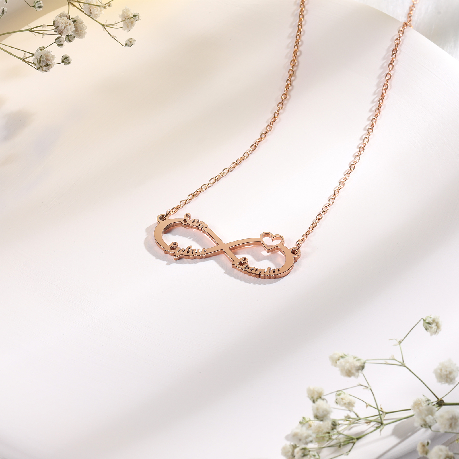 Collier amour et Infini 3 Prénoms Personnalisés Meilleur Cadeau Pour Vous