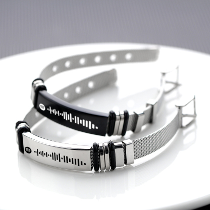 Bracelet De Code Spotify Personnalisée Scannable Plaque De Musique Bracelet Homme