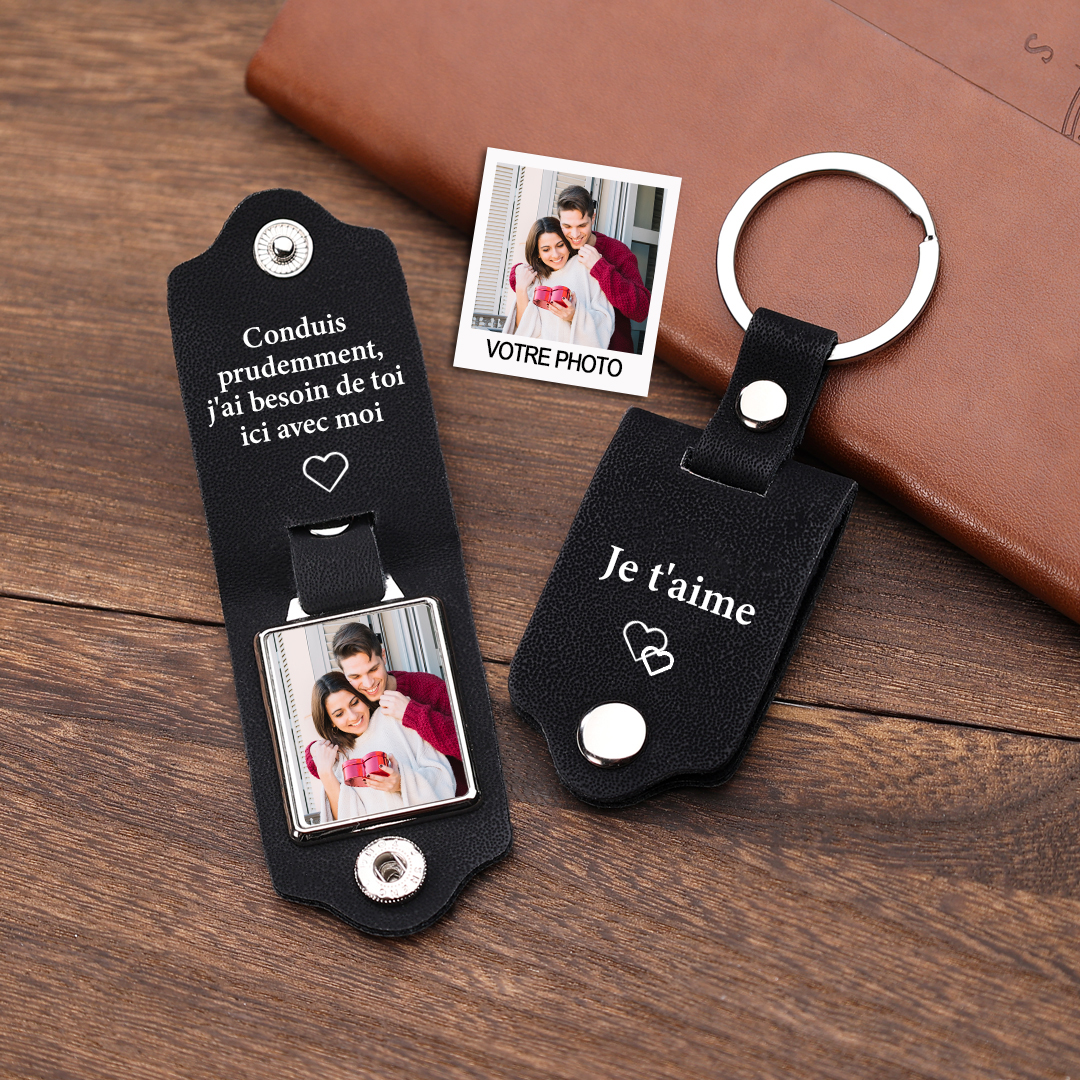 Porte-Clés Cuir Texte et Photo Personnalisés | Jessemade