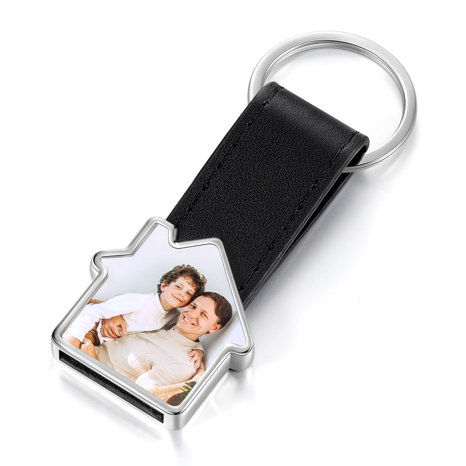 Porte-Clés Cuir PU Maison Photo Personnalisée Porte-Clés Homme