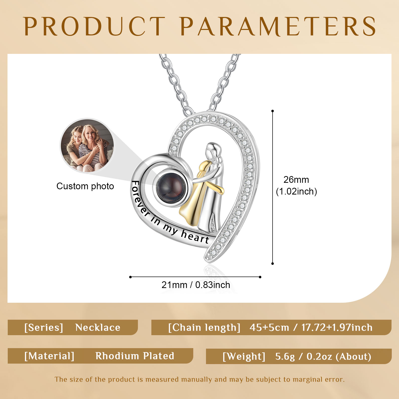 À ma Maman - Collier Maman et Fille Projection de Pierres 1 Photo Personnalisée Collier pour Femmes | Jessemade