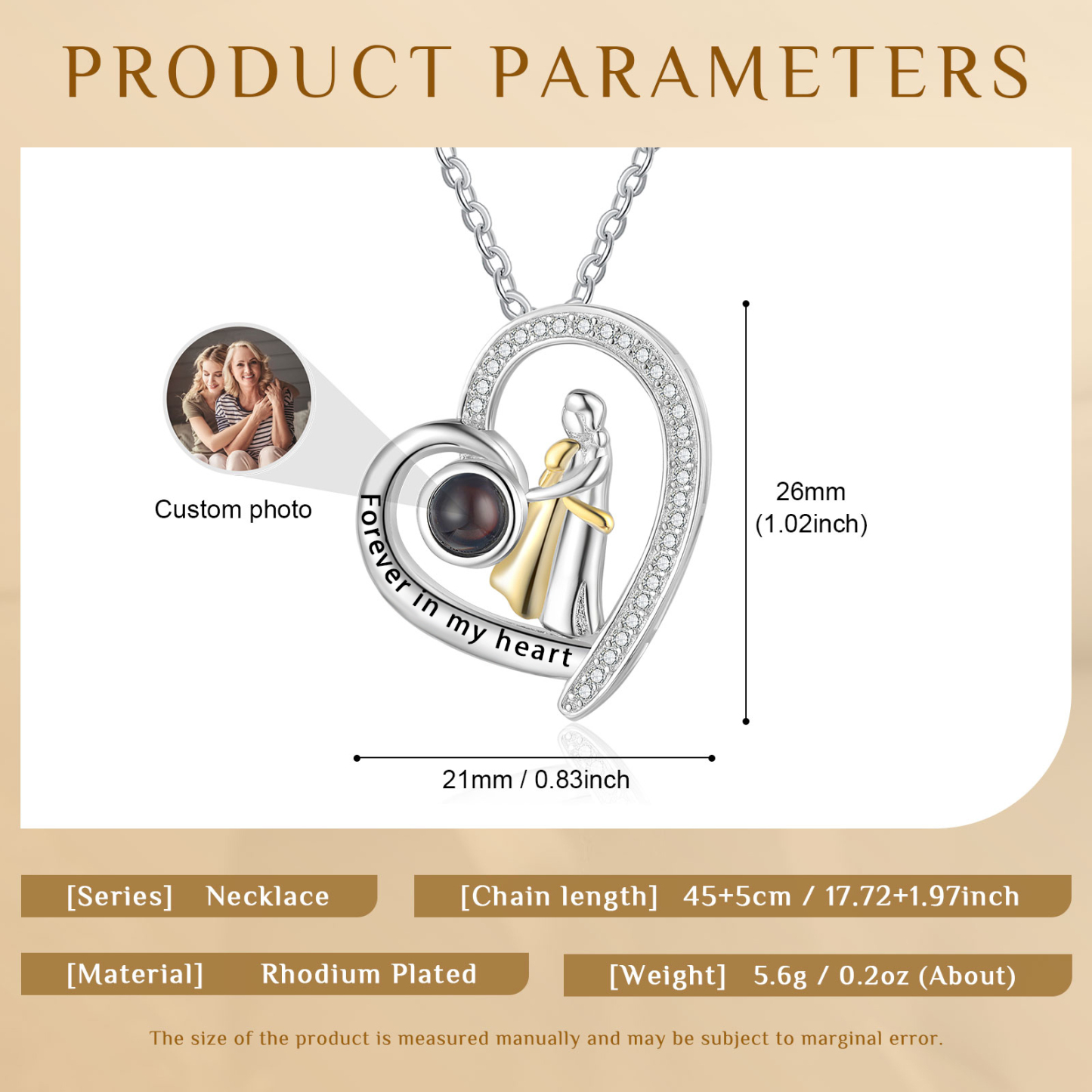 À ma Maman - Collier Maman et Fille Projection de Pierres 1 Photo Personnalisée Collier pour Femmes | Jessemade