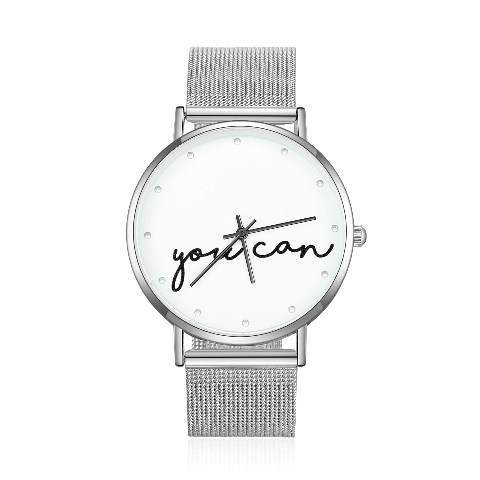 Montre Personnalisée Texte avec Gravure du prénom ou Message Bracelet en acier inoxydable