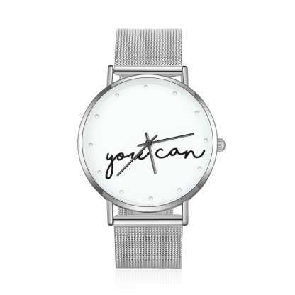 Montre Personnalisée Texte avec Gravure du prénom ou Message Bracelet en acier inoxydable
