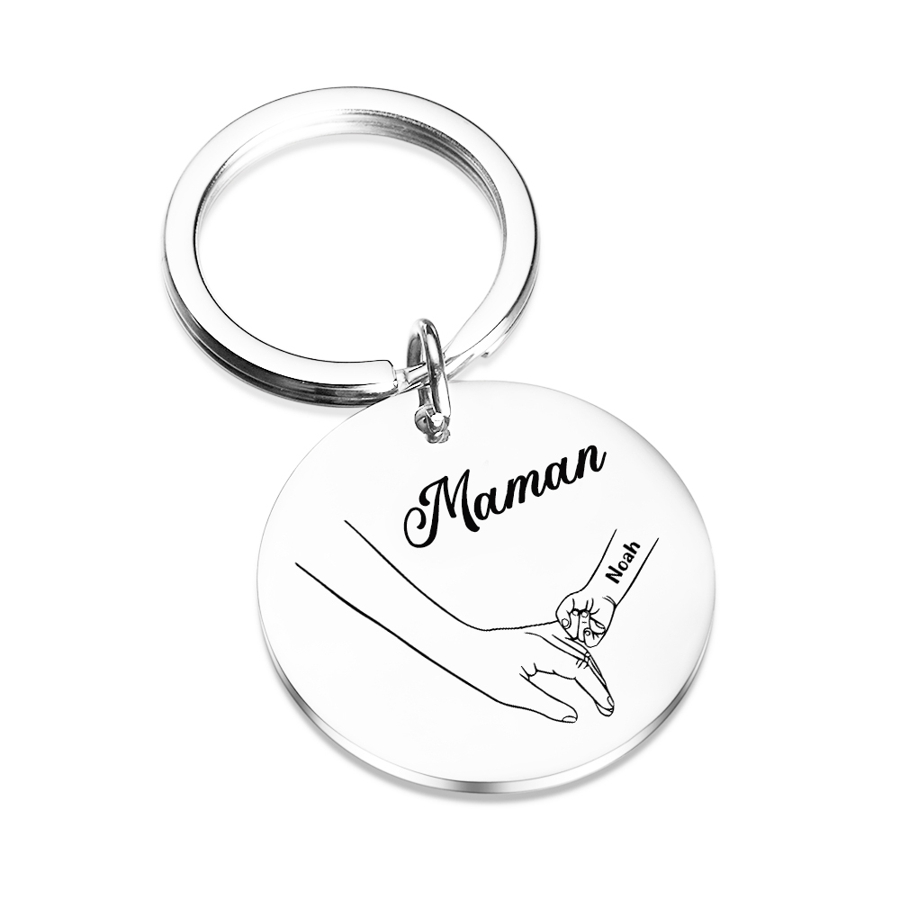 À ma Maman - 1-6 Noms Porte-Clés Rond en Inox Personnalisés pour Famille