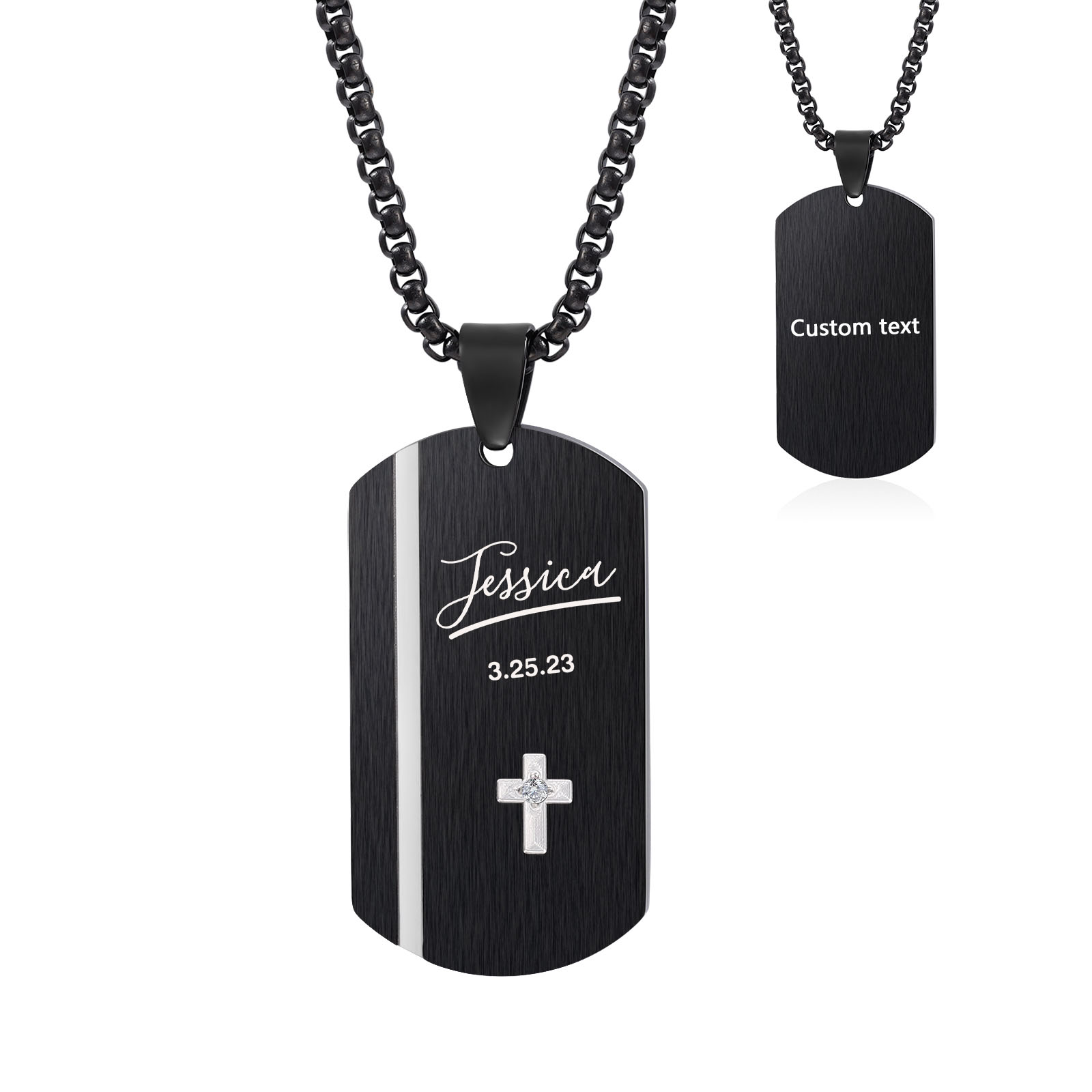 Collier 1 Prénom et Texte Personnalisés avec Date