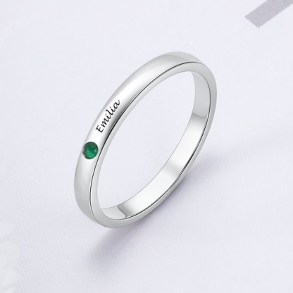 Bague Prénom Personnalisé avec 1 Pierre de Naissance