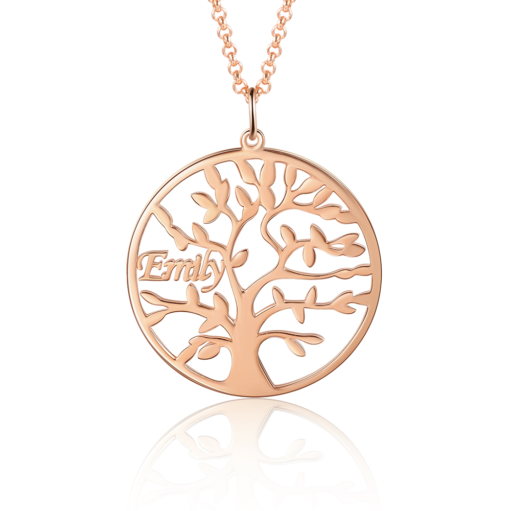 Collier Argent Arbre de vie Arbre généalogique 1 prenom